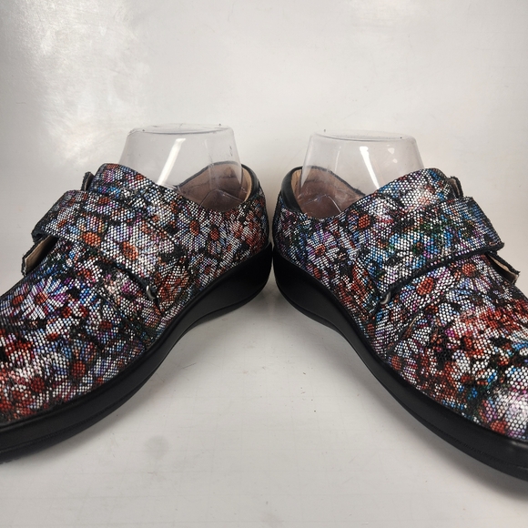 ALEGRIA Women's Joleen Shoes Size 7 Leather Mosaic Daisy Slip On Comfort Clogs - Picture 12 of 13